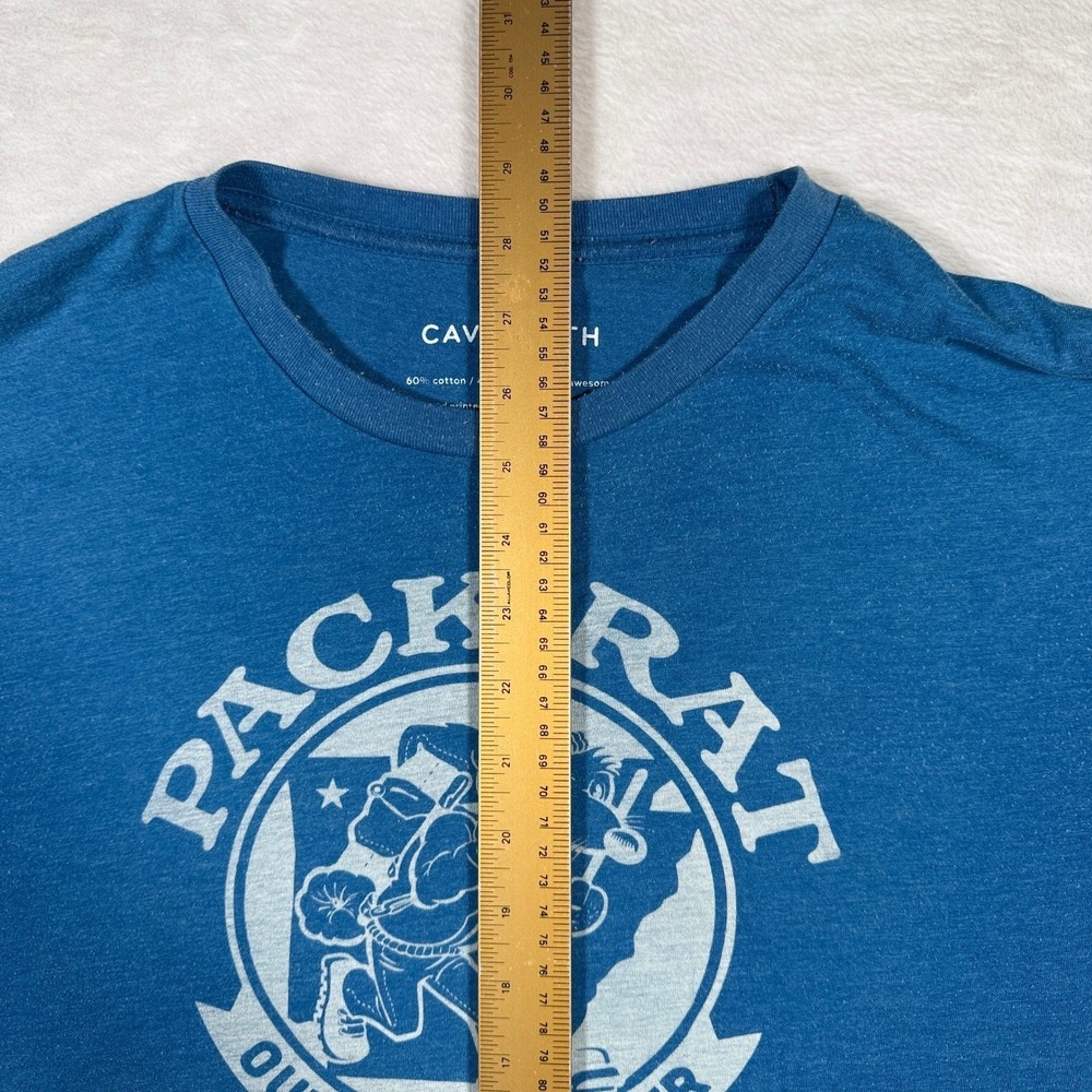 CaveCloth Pack Rat Outdoor Center Fayetteville Arkansas Graphic T Shirt XXL Blue - Picture 6 of 7